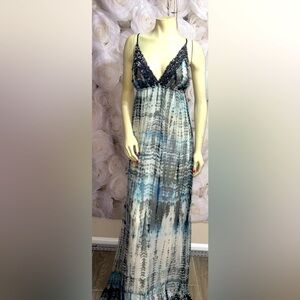 - Valerie From Bali With Love Silk Low V Back Sequin Trim Stunning maxi Medium